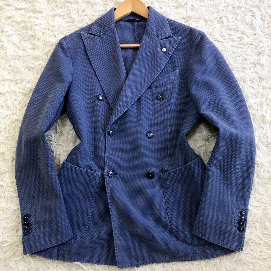 美品✨L.B.M.1911 コットン&リネン ダブルジャケット ブルー系