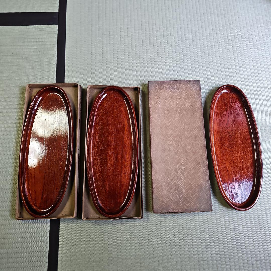 昭和レトロ/1950年代物】漆塗りお盆 天然木製品トレー 茶色 前菜