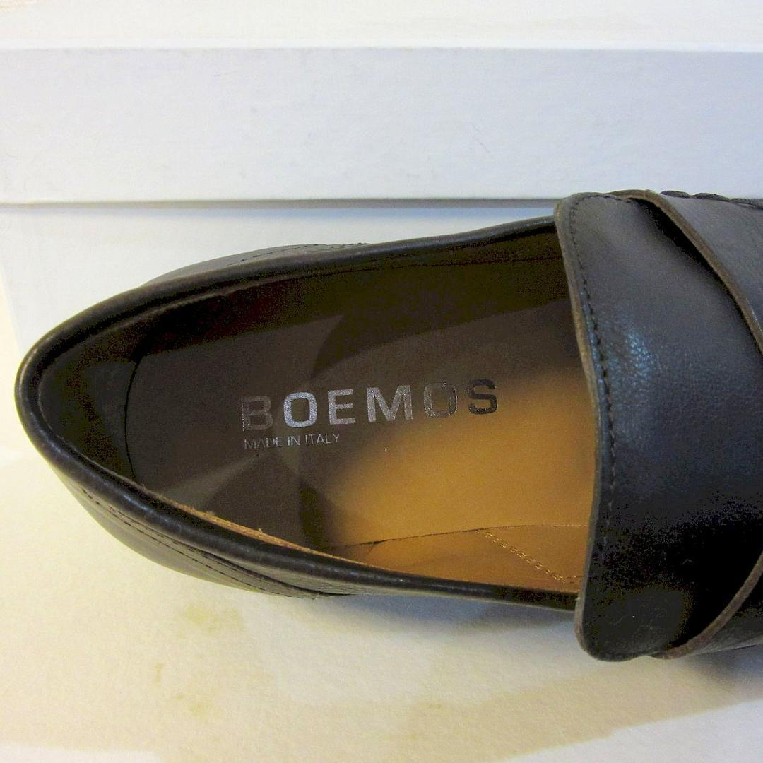 新品 BOEMOS イタリア製 レザーシューズ Uチップ ローファー濃茶42