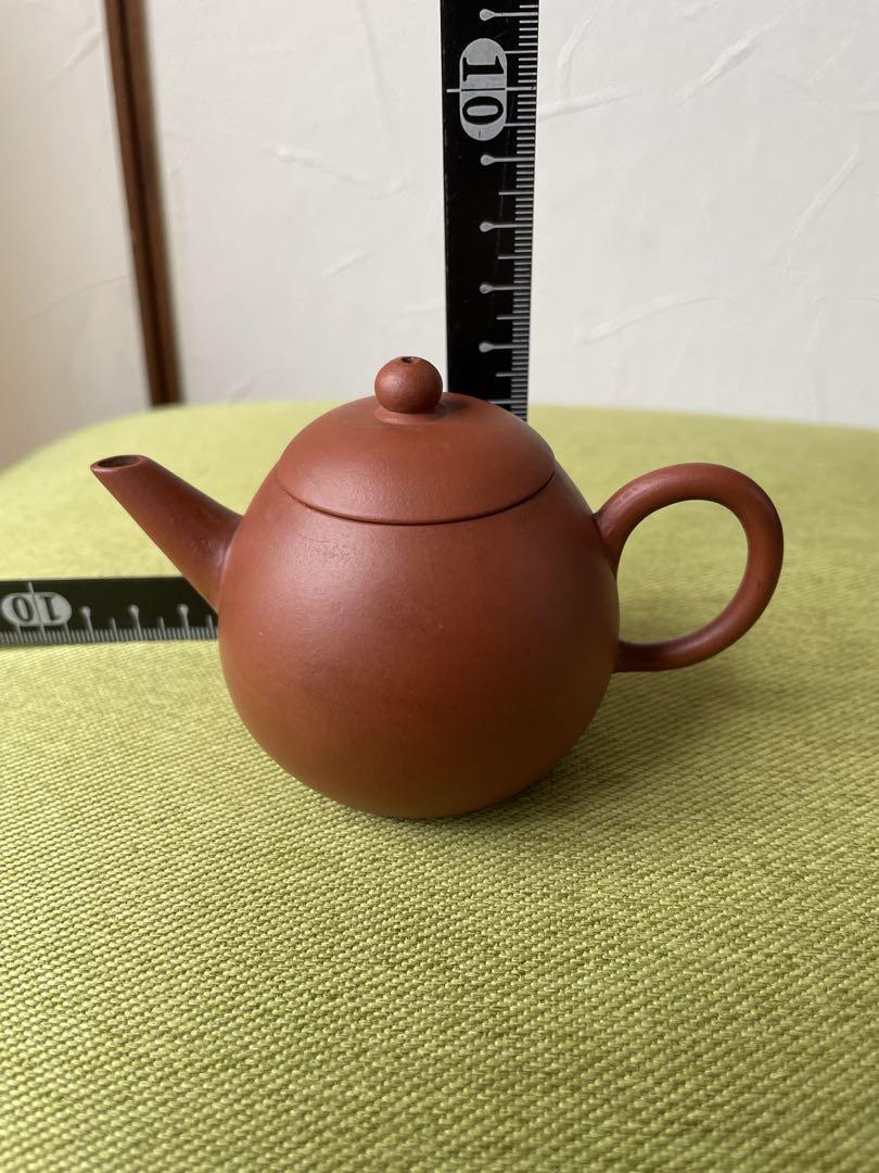 唐物朱泥茄子式急須　(名壺鶴飛　香　孟臣)底款　(水平)蓋款　中国古玩