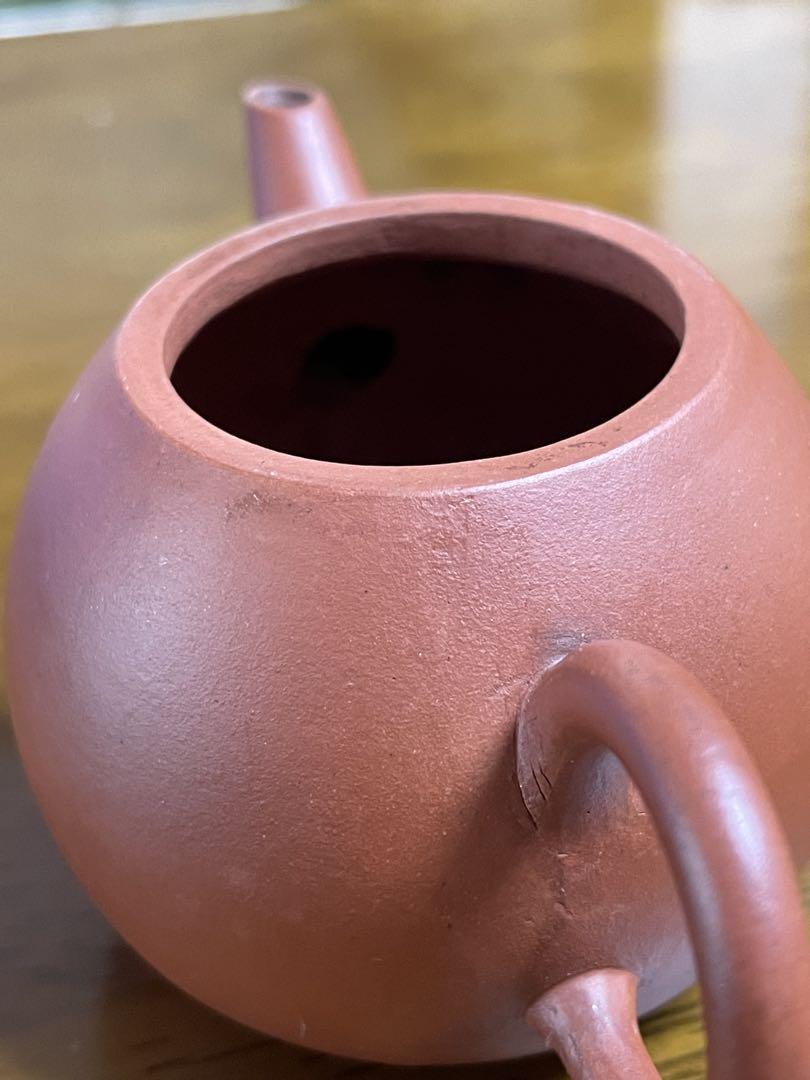 唐物朱泥茄子式急須　(名壺鶴飛　香　孟臣)底款　(水平)蓋款　中国古玩