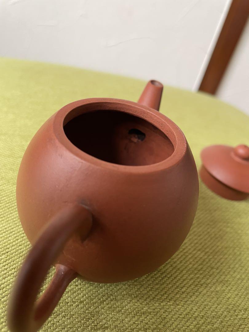 唐物朱泥茄子式急須　(名壺鶴飛　香　孟臣)底款　(水平)蓋款　中国古玩