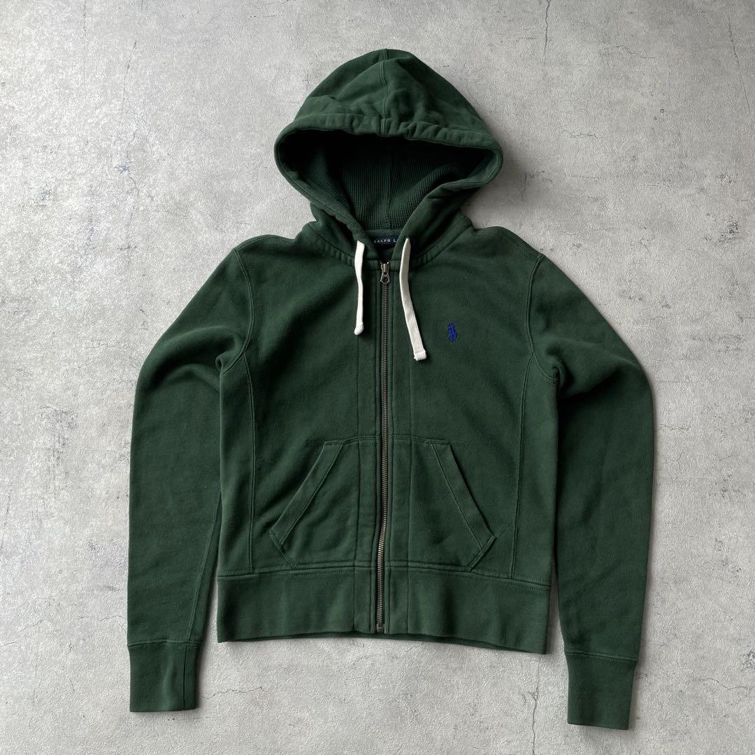 RALPH LAUREN ラルフローレン フルジップ パーカー ロゴ 緑