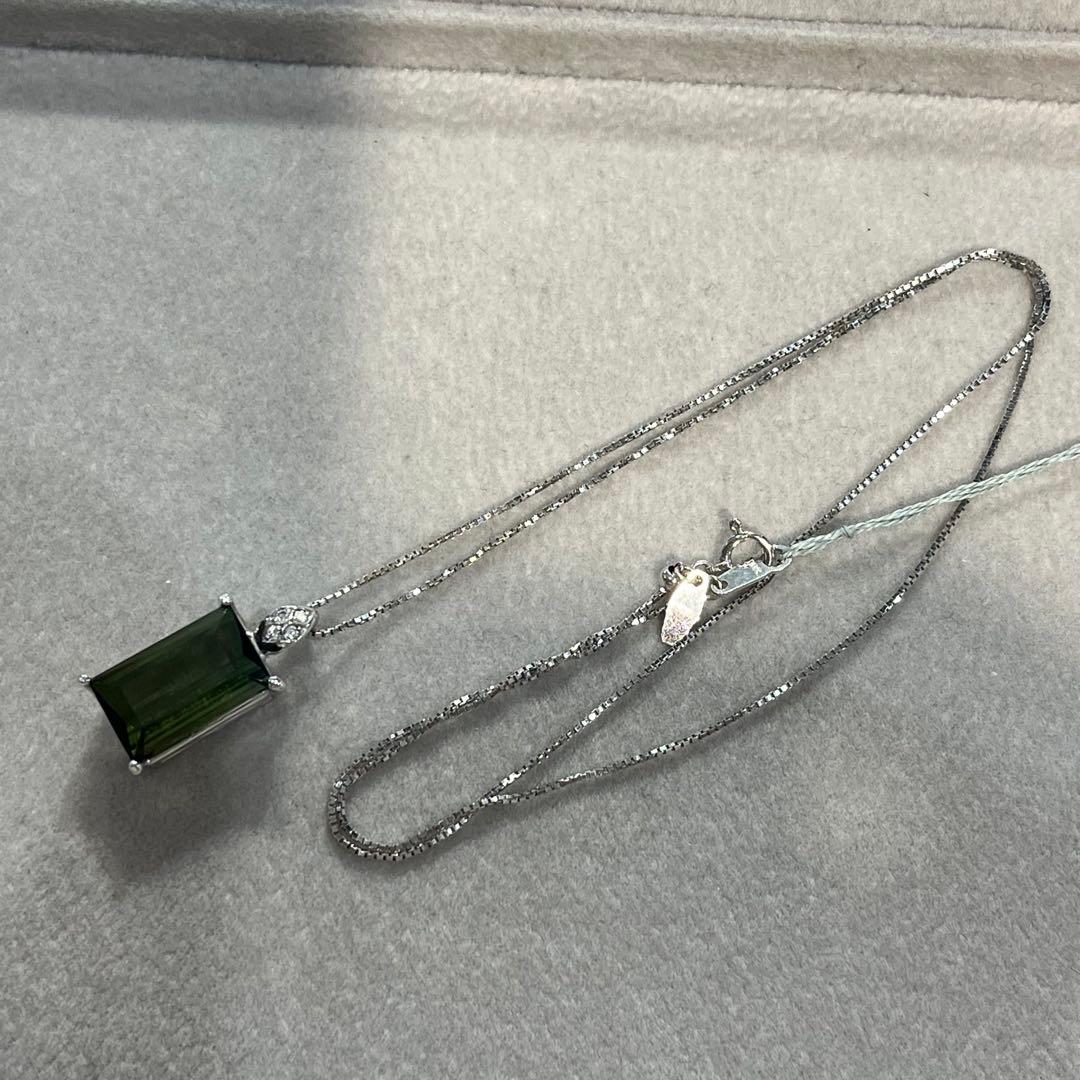 k18wg トルマリン　ダイヤモンド　ネックレス