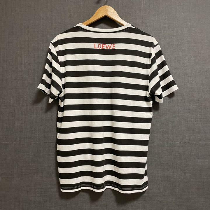 LOEWE☆関税込☆ロゴアップリケストライプコットンTシャツ LOEWE コットンジャージー Tシャツ ストライプ柄 ロゴアップリケ