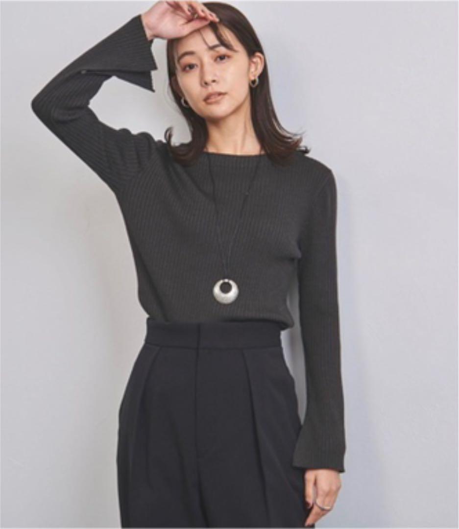 SALE定番 新品UNITED ARROWS 今季リブ ボートネック スリットスリーブ ニット l3jwp-m89706543103 人気新番