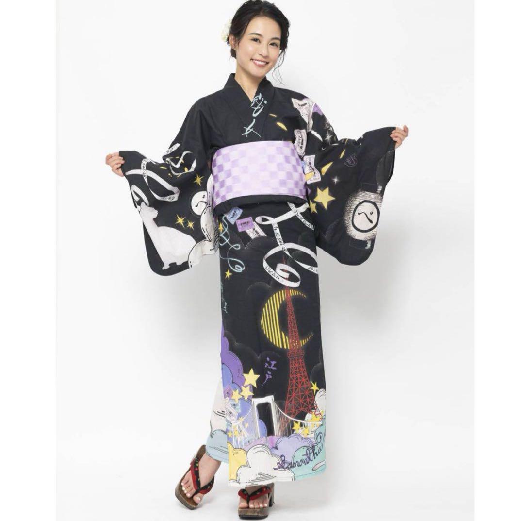 新品 SAMANTHAVEGA 浴衣 黒 グラフィックプリント
