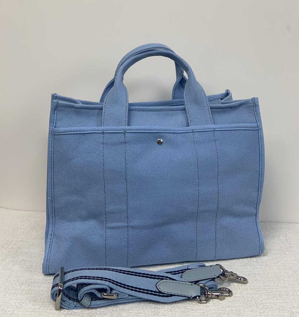 COACH 2wayバッグ コットン ターンロック 水色 CP158 - メルカリ