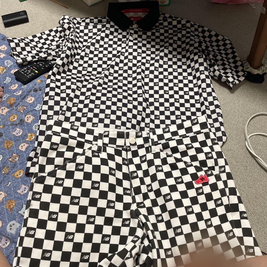 チェッカーパターン ポロシャツ＆ショートパンツセット