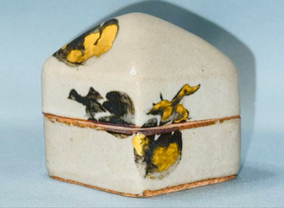 乾山写 茄子図 兜巾 香合 三浦竹軒 （三代 竹泉 ） 作 共箱 栞