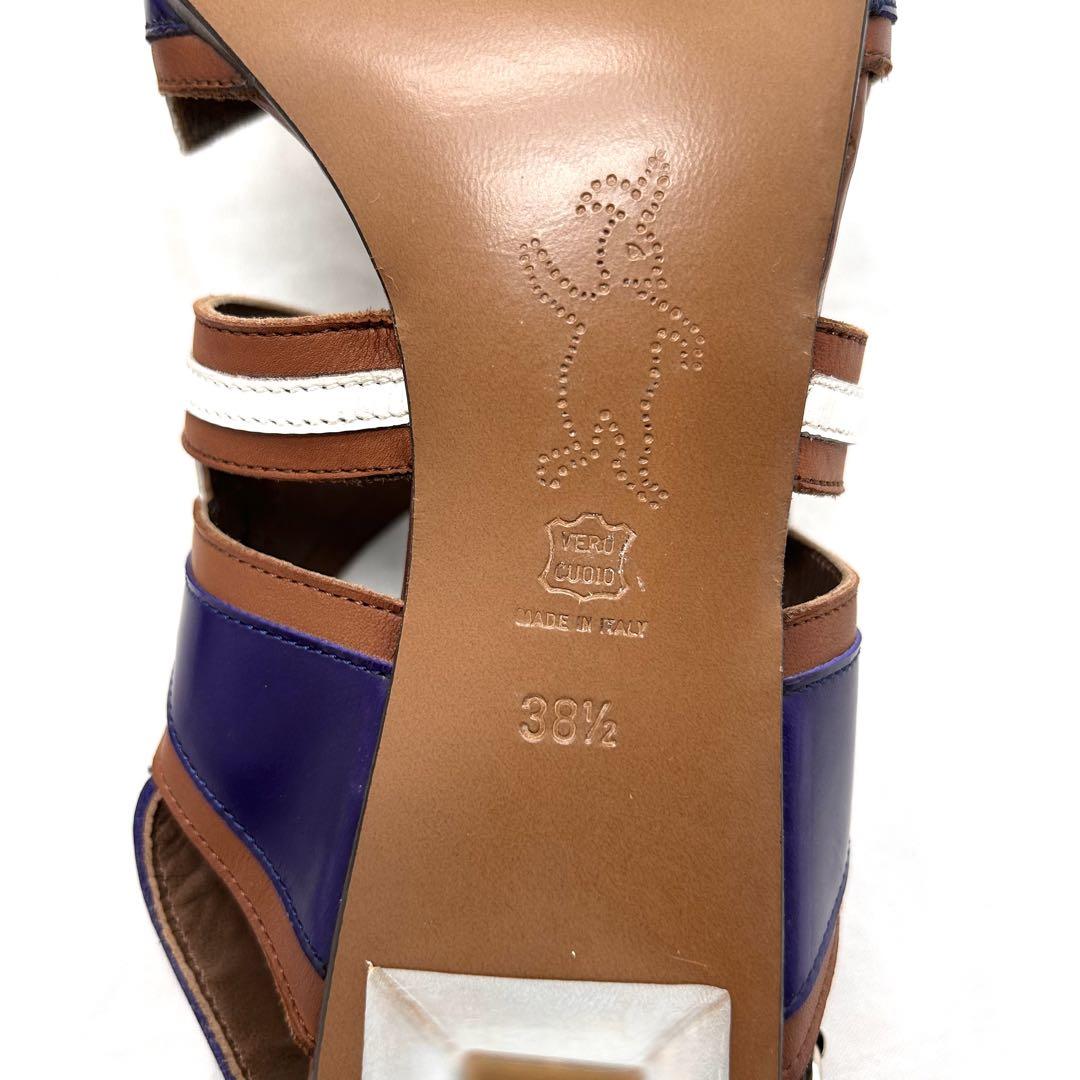 【バックストラップ】MARNI レザー サンダル MARNIマルニバイカラーレザーサンダルバックストラップ