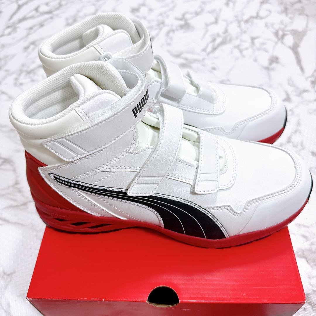 リョータ　PUMA ハイカット安全靴 ホワイト/レッド　27cm