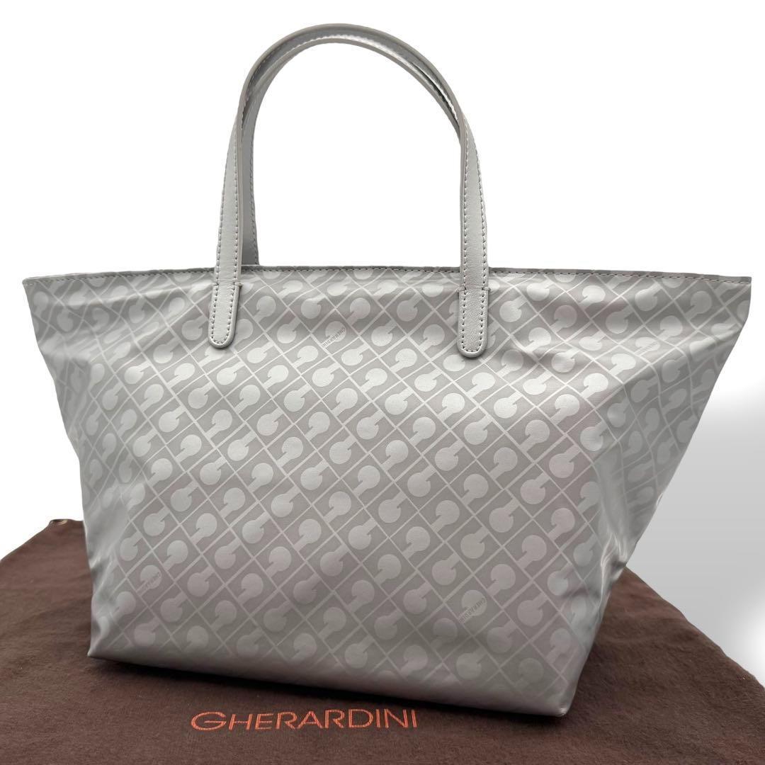 美品 GHERARDINI トートバッグ ソフティ ロゴモチーフ シルバー
