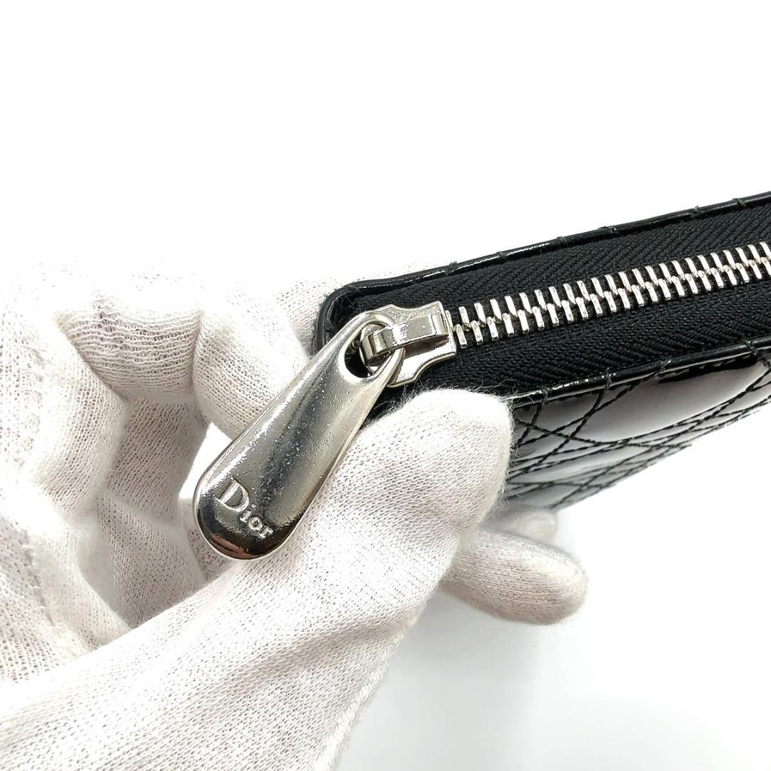 ◇クリスチャンディオール◇パテントレディディオール/ラウンドファスナー/長財布