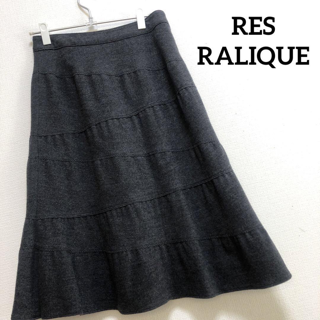 RES RALIQUE レ・ラリック 膝丈 ティアードスカート グレー 11号