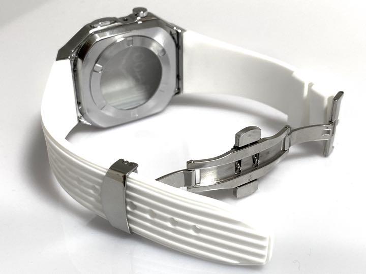 白銀Apple Watch  ラバー　バンド　ケース　カバー　アップルウォッチ