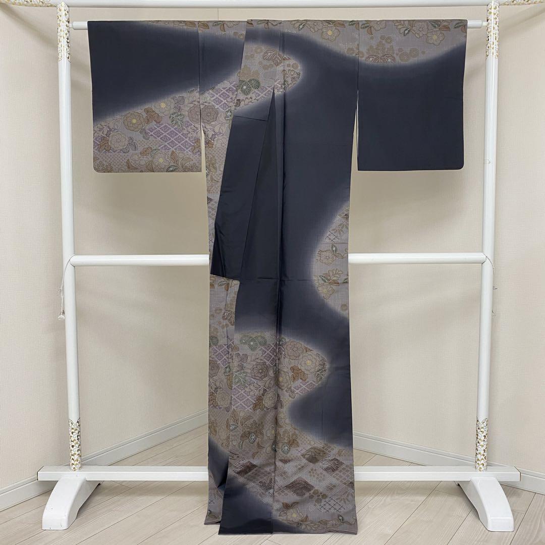 K0142美品 逸品 お洒落 染大島 辻が花 正絹 訪問着 パールトーン加工済☆