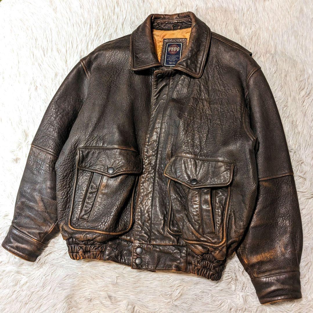 【10％OFF】 real 80s leather y2k brown a-2 jacket ジャケット・アウター