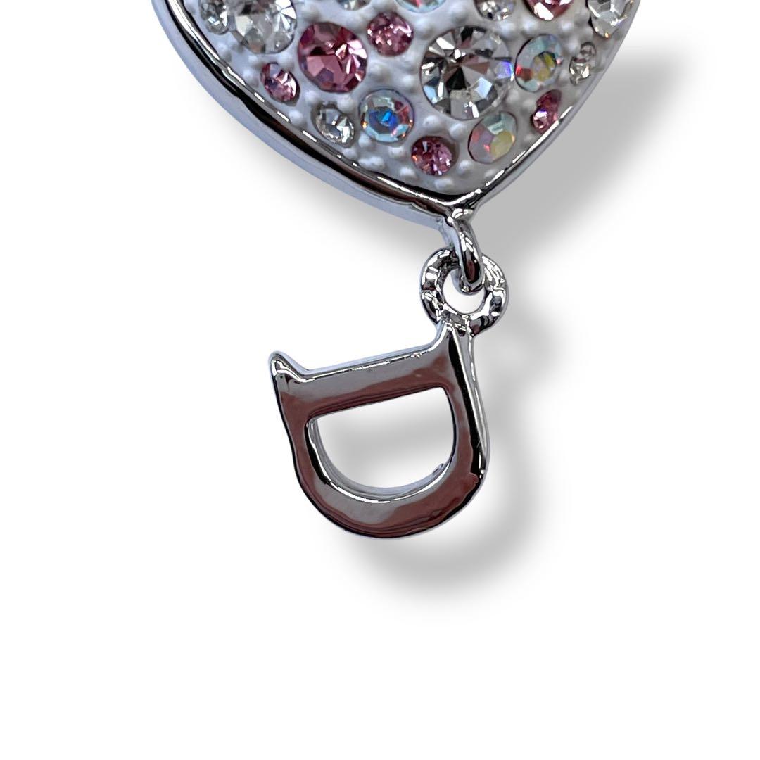 美品 Christian Dior☆Dチャーム ハート ビジュー ネックレス 美品 Christian Dior☆Dチャーム ハート ビジュー ネックレス