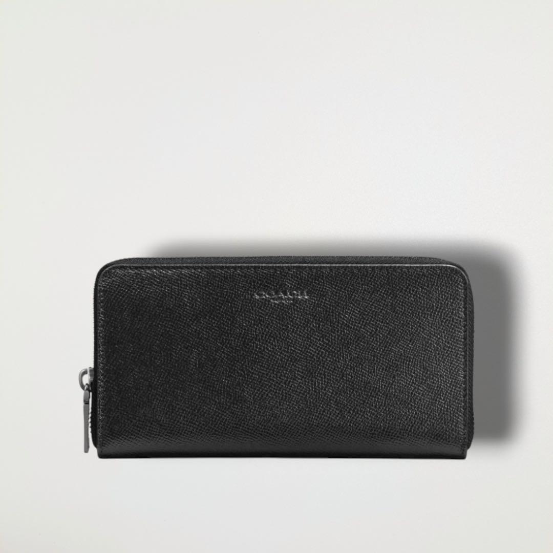 COACH 長財布 アコーディオン ウォレット クロスグレイン レザーブラック