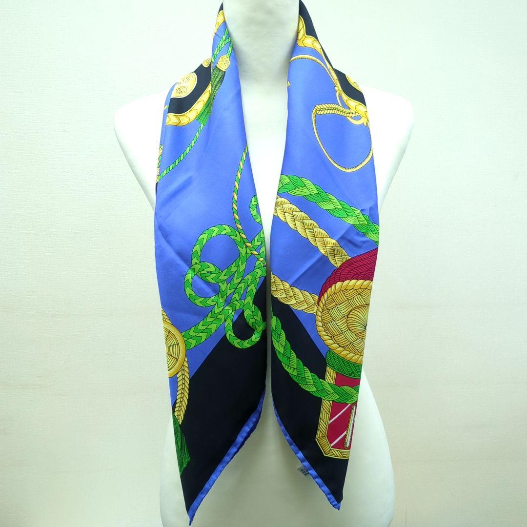 セリーヌ 100% シルクスカーフ 青みがかかったパープル イタリア製