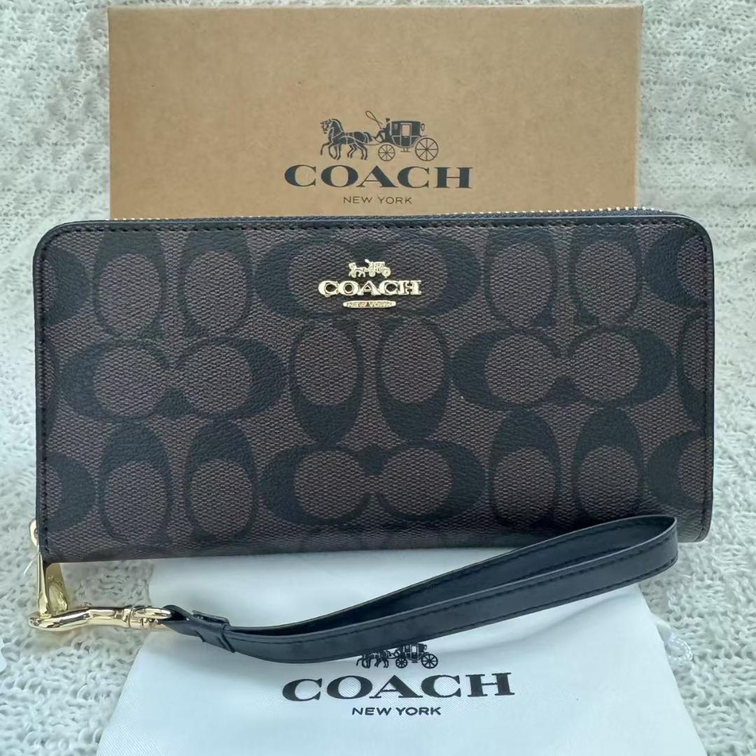 新品COACH　コーチシグネチャー長財布　ブラウン　男女兼用