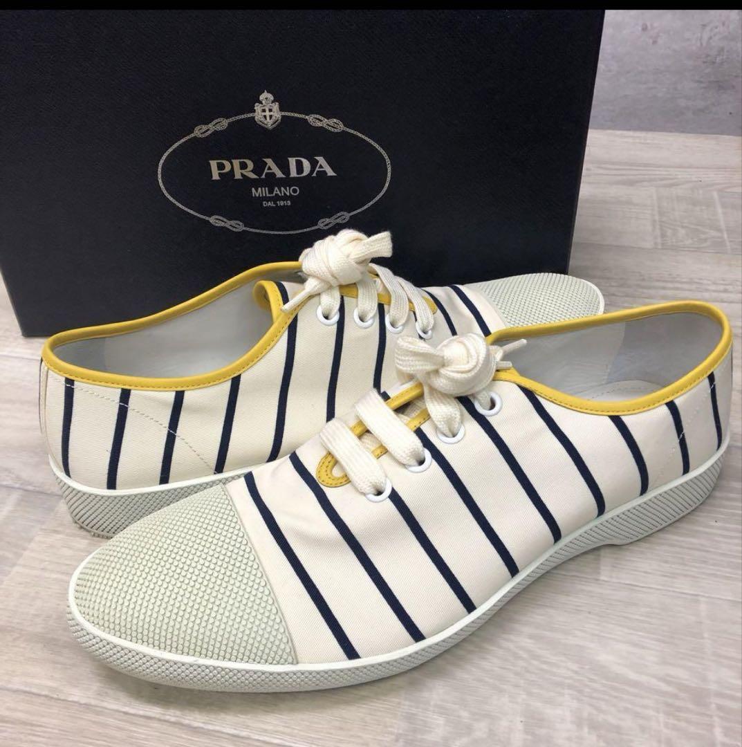 【もこもこ】PRADA◆レザー スニーカー シアリング ラバーソール もこもこ】PRADA◇レザースニーカー シアリング ラバーソール