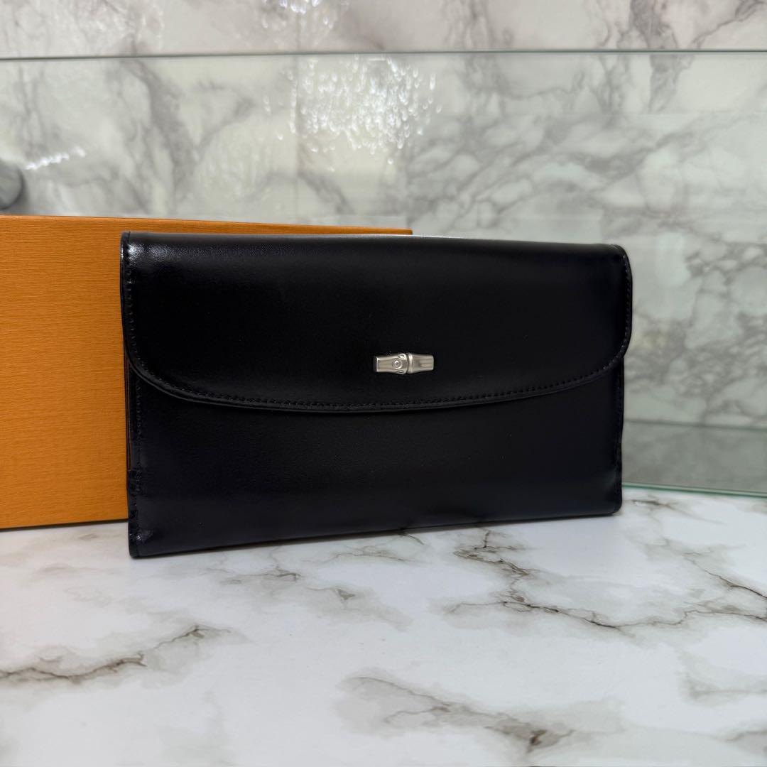 Longchamp ロンシャン 長財布 ブラック 黒 バンブー シルバー 銀
