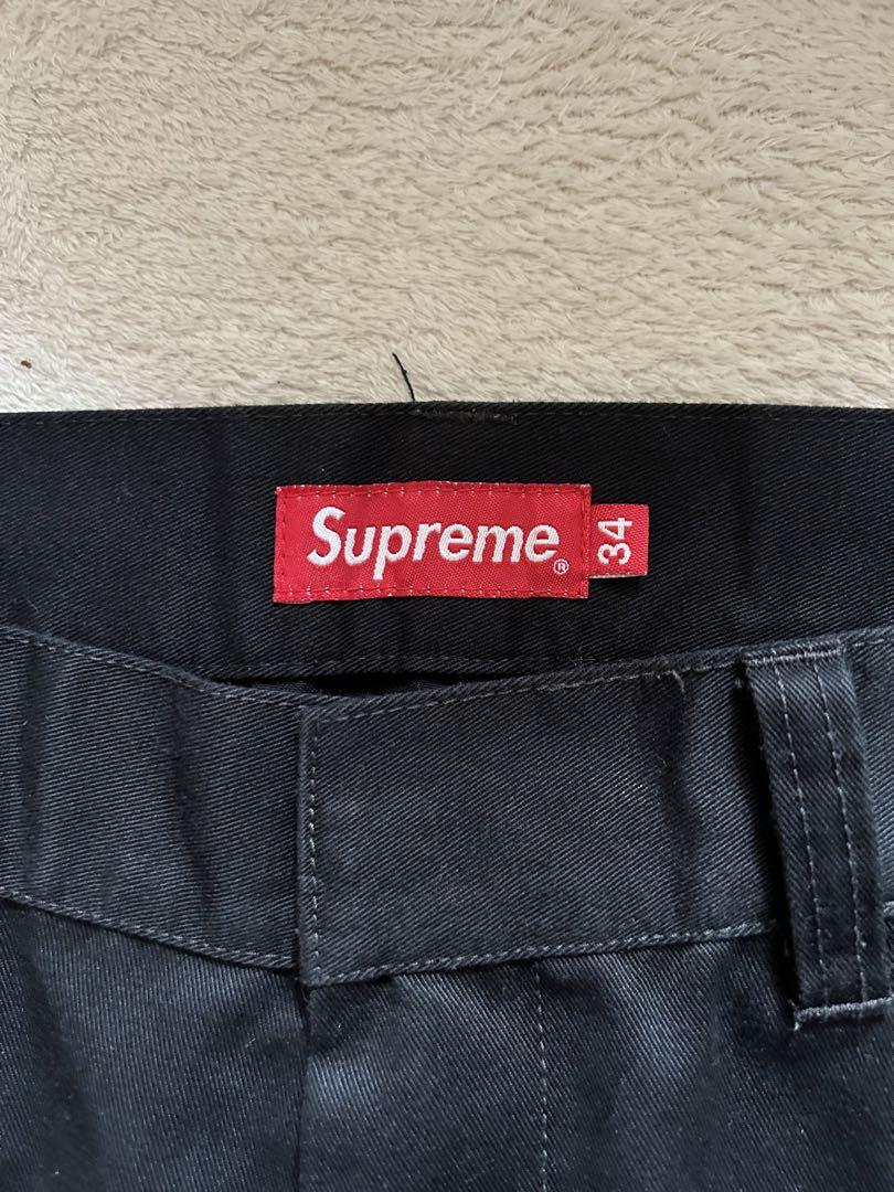 Supreme チノパン サイズ34 黒　ワークパンツ
