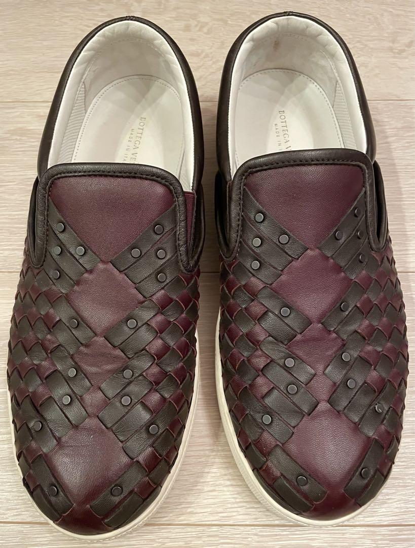 BottegaVeneta メンズ イントレチャート スリッポン スニーカー BOTTEGA VENETA - ボッテガヴェネタ レザー イントレチャート