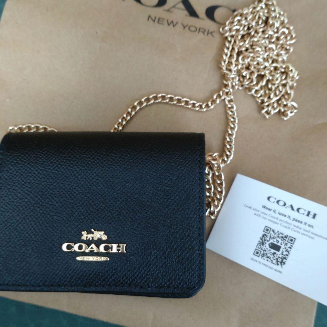 COACH - コーチ ポーチ ストラップ付き ブラック ラメグリッター