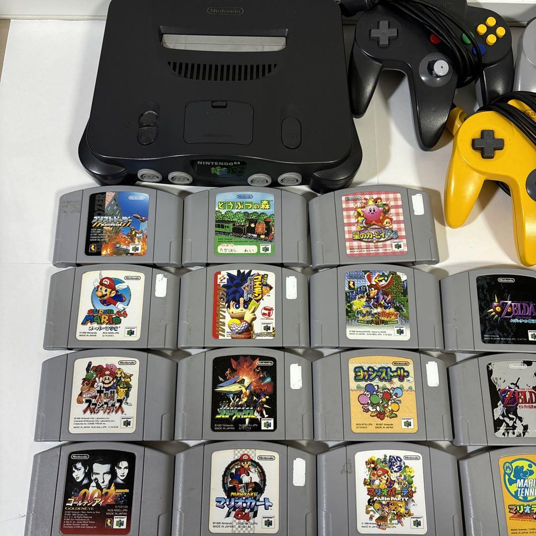 Nintendo64本体+人気ソフト付き コントローラー3つ - メルカリ