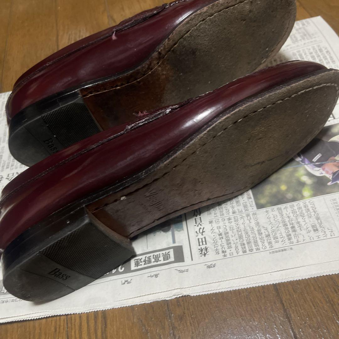 Bass バーガンディ レザー ローファー