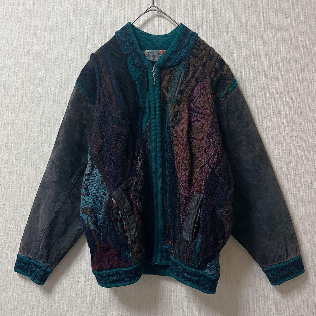 希少 COOGI クージー 3Dニットジャケット スウェード切替 M