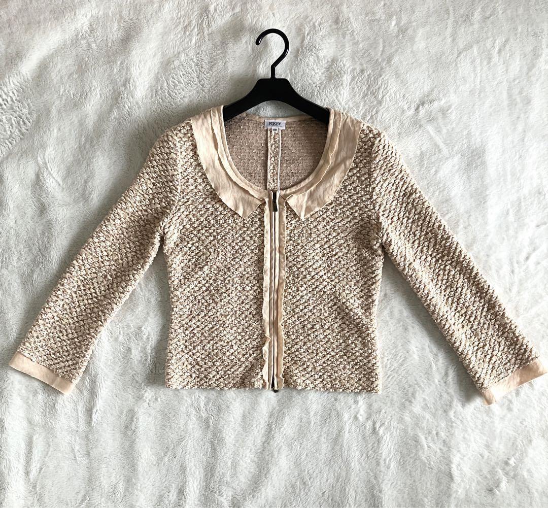フォクシー FOXEY BOUTIQUE ツイードニットジップジャケット ピンク