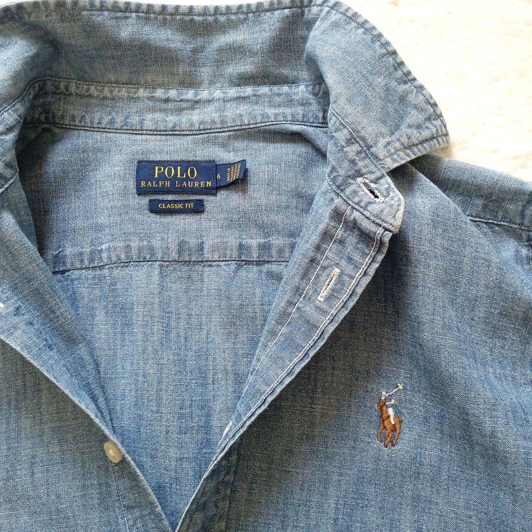 ラルフローレン　YARMOUTH デニムシャツ　ポニー刺繍　コットン　L相当　1 POLO RALPH LAUREN - 極美品 ポロラルフローレン デニム 長袖
