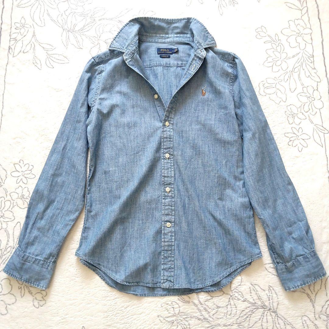 ラルフローレン　YARMOUTH デニムシャツ　ポニー刺繍　コットン　L相当　1 Ralph Lauren - 美品✨ラルフローレン デニムシャツ ポニー刺繍