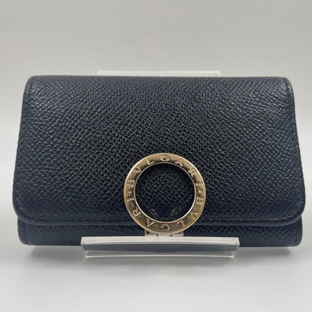 【✨極美品】 ブルガリ 6連キーケース ビーゼロワン 三つ折り シボ革 ブラック