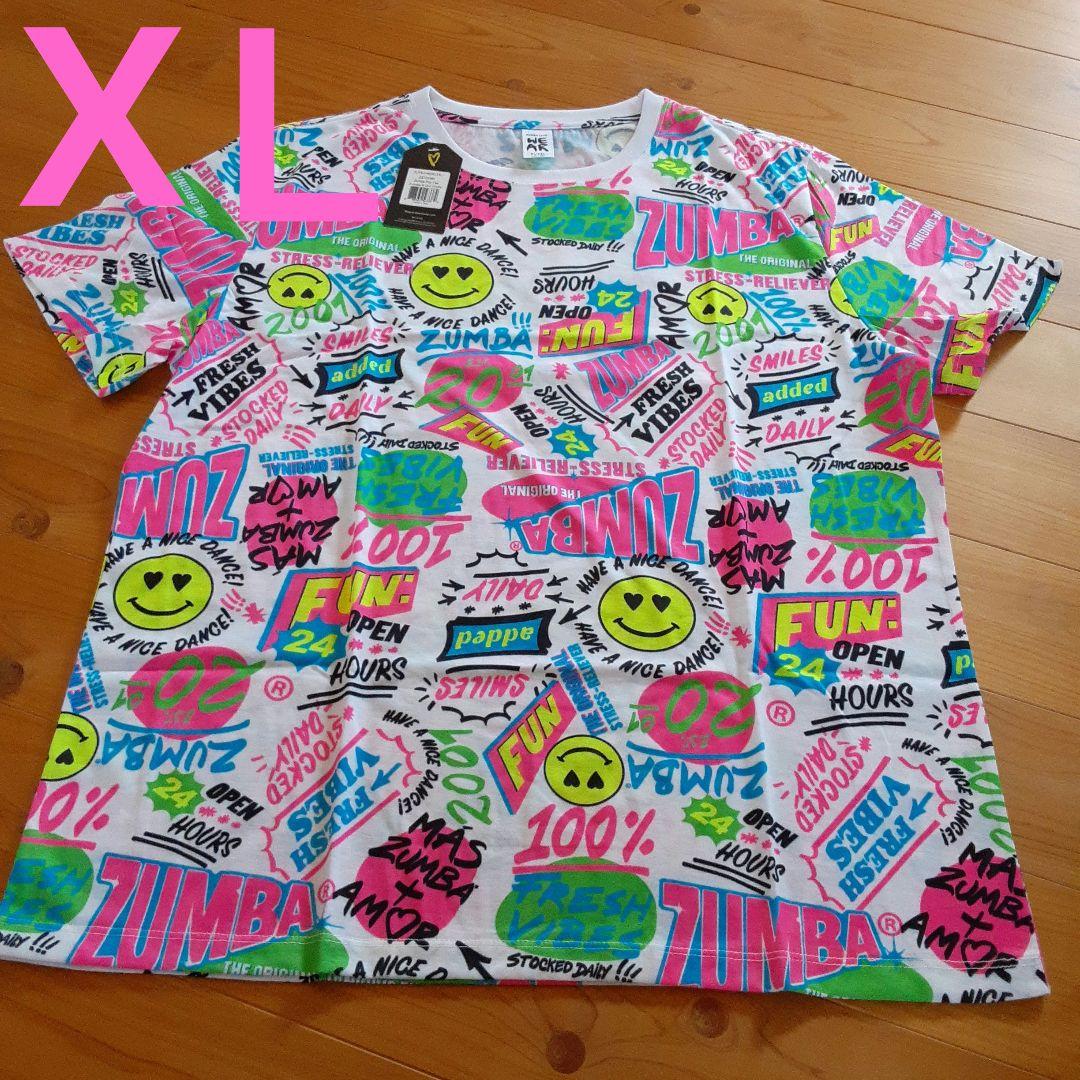専用　新品　ズンバ　にこちゃん　スマイル　tシャツ　ホワイト　XＬ