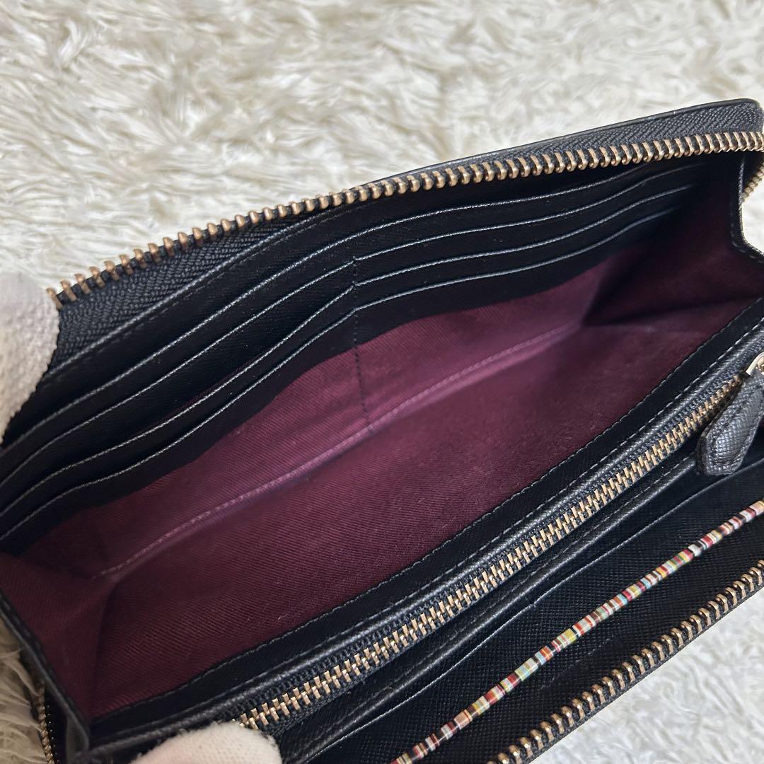 極美品 ポールスミス ジップストローグレイン2 長財布 ラウンド