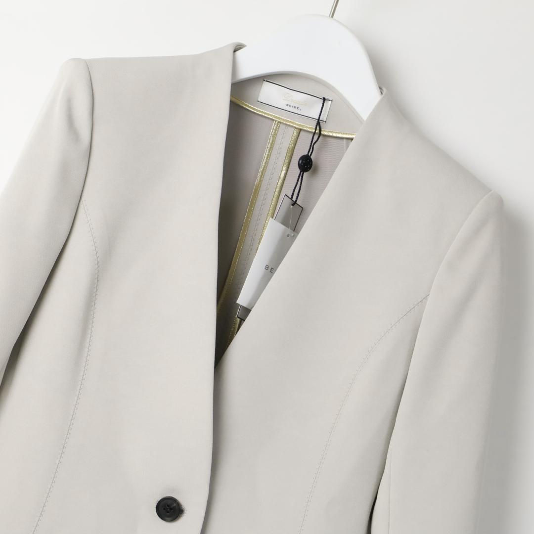 832新品 BEIGE, 25新作 ベイジ LUIZA ノーカラージャケット32