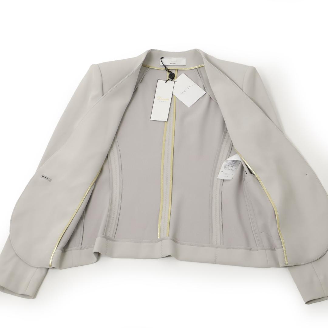 832新品 BEIGE, 25新作 ベイジ LUIZA ノーカラージャケット32