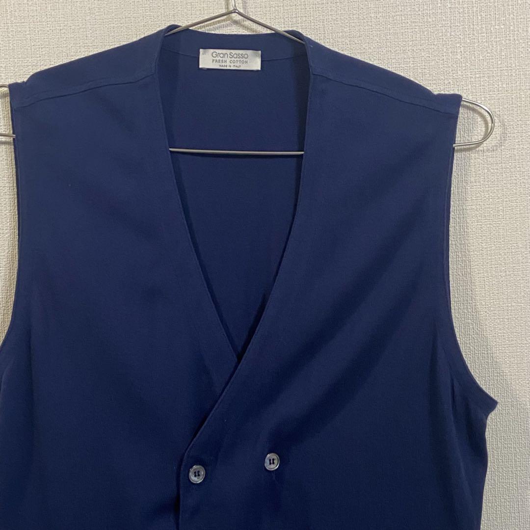 Gran Sasso グランサッソ ダブルジレ ニット ブルー 52 イタリア製