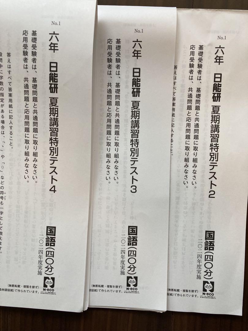 最新）2024年度 日能研6年 夏期講習特別テスト 2, 3, 4 - メルカリ