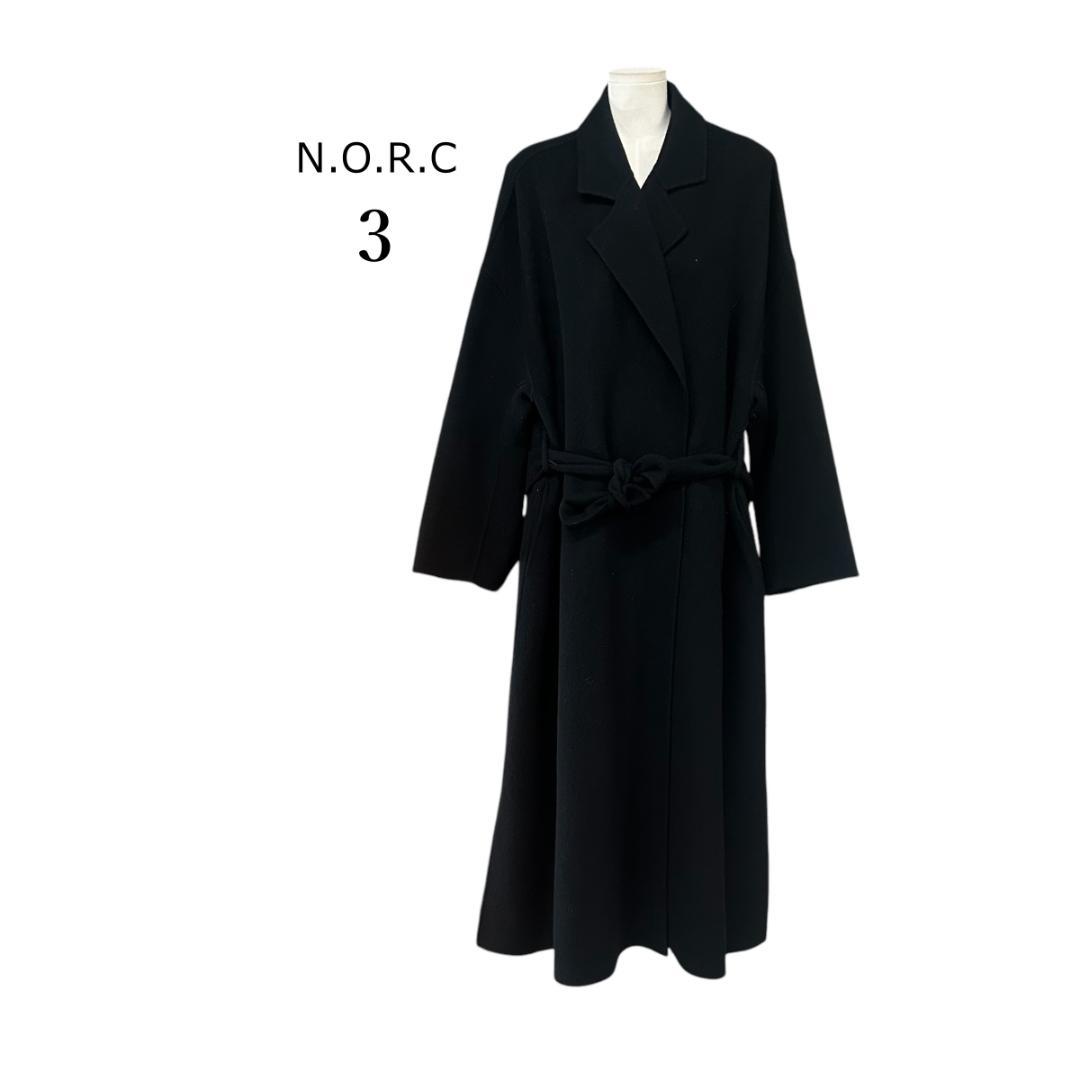 N.O.R.C ノーク チェスターガウンコート ブラック 3サイズ