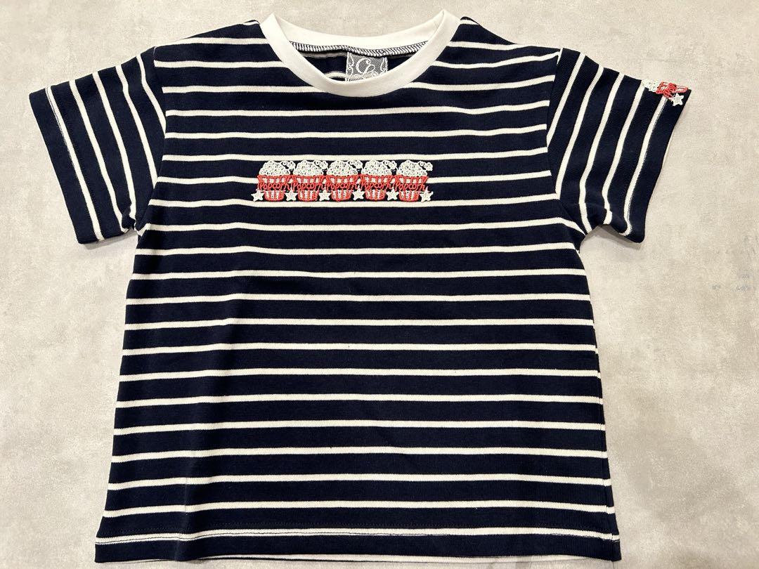 近沢レース　キッズTシャツ　ボーダーカットソー　ポップコーン　新品未使用