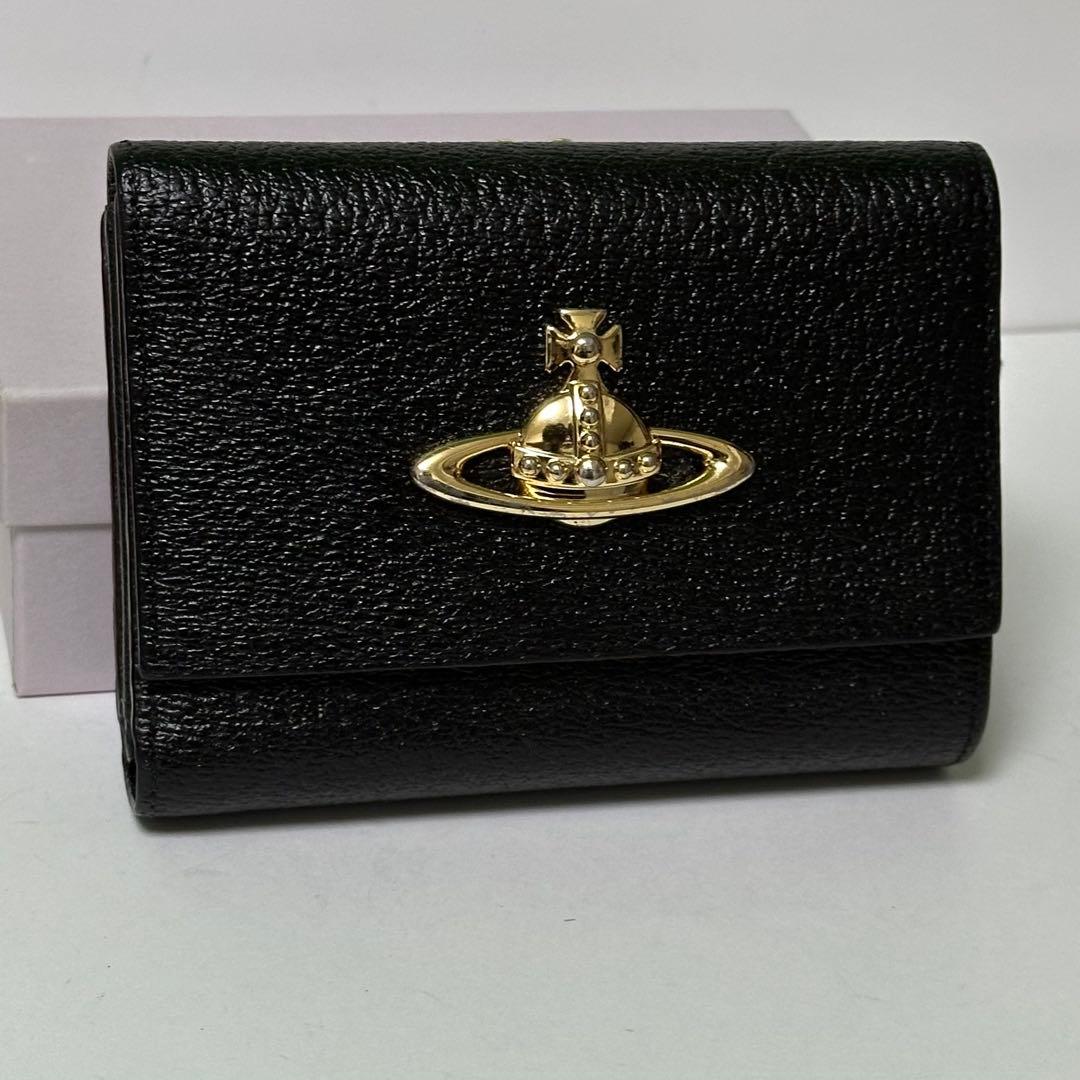 Vivienne westwood オーブロゴ　二つ折り財布　ガマ口　ブラック