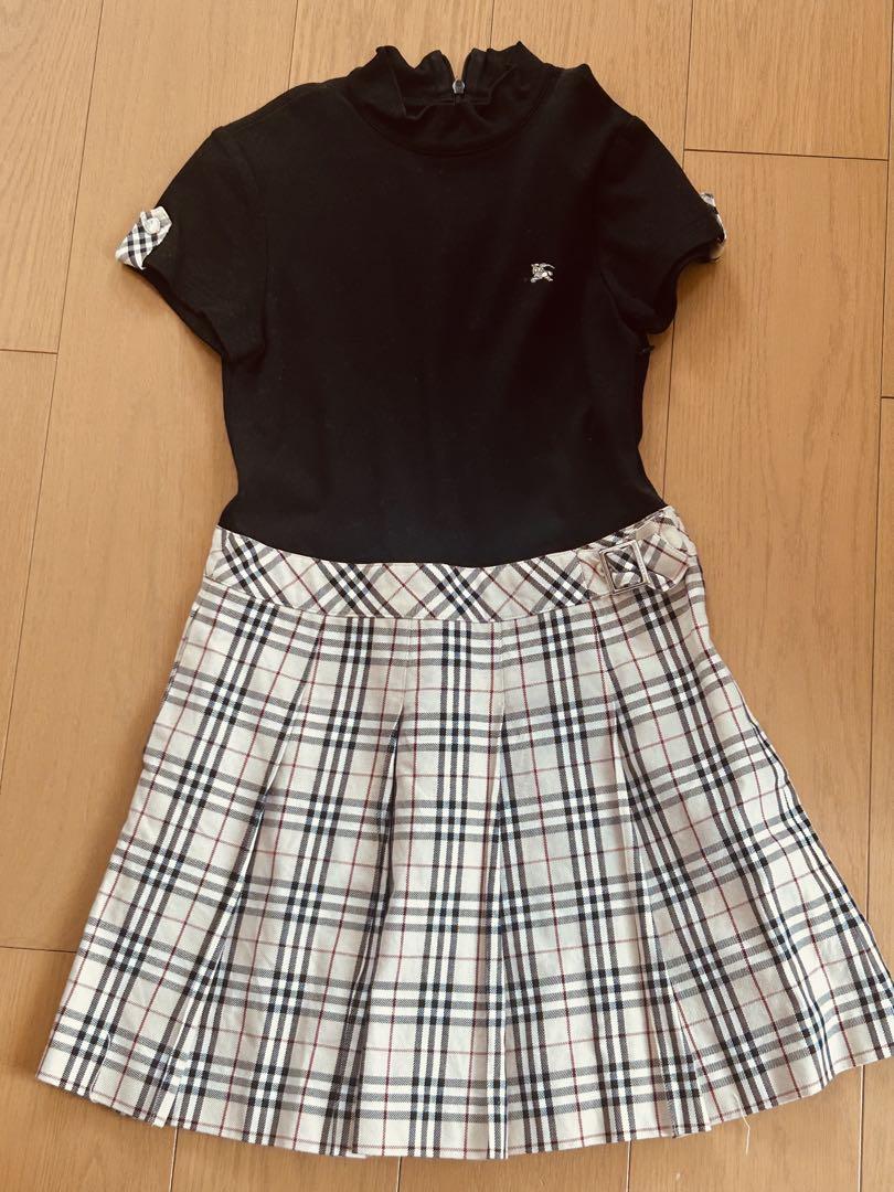 【状態良好❗️】BURBERRY ノバチェック柄 黒 半袖 チュニックワンピース バーバリー 黒の半袖ワンピース 140cm チェック柄 - メルカリ