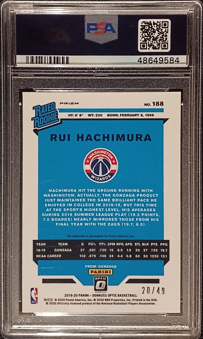 49枚 Rui Hachimura Auto 八村塁 サイン PSA10 UP786_INFO