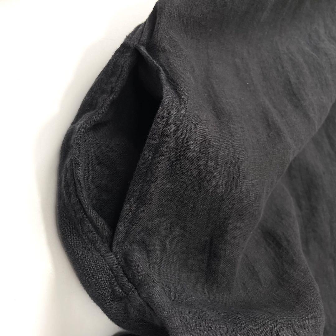 23区L LIBECO LINEN チュニックシャツ　黒　46 大きい　リネン